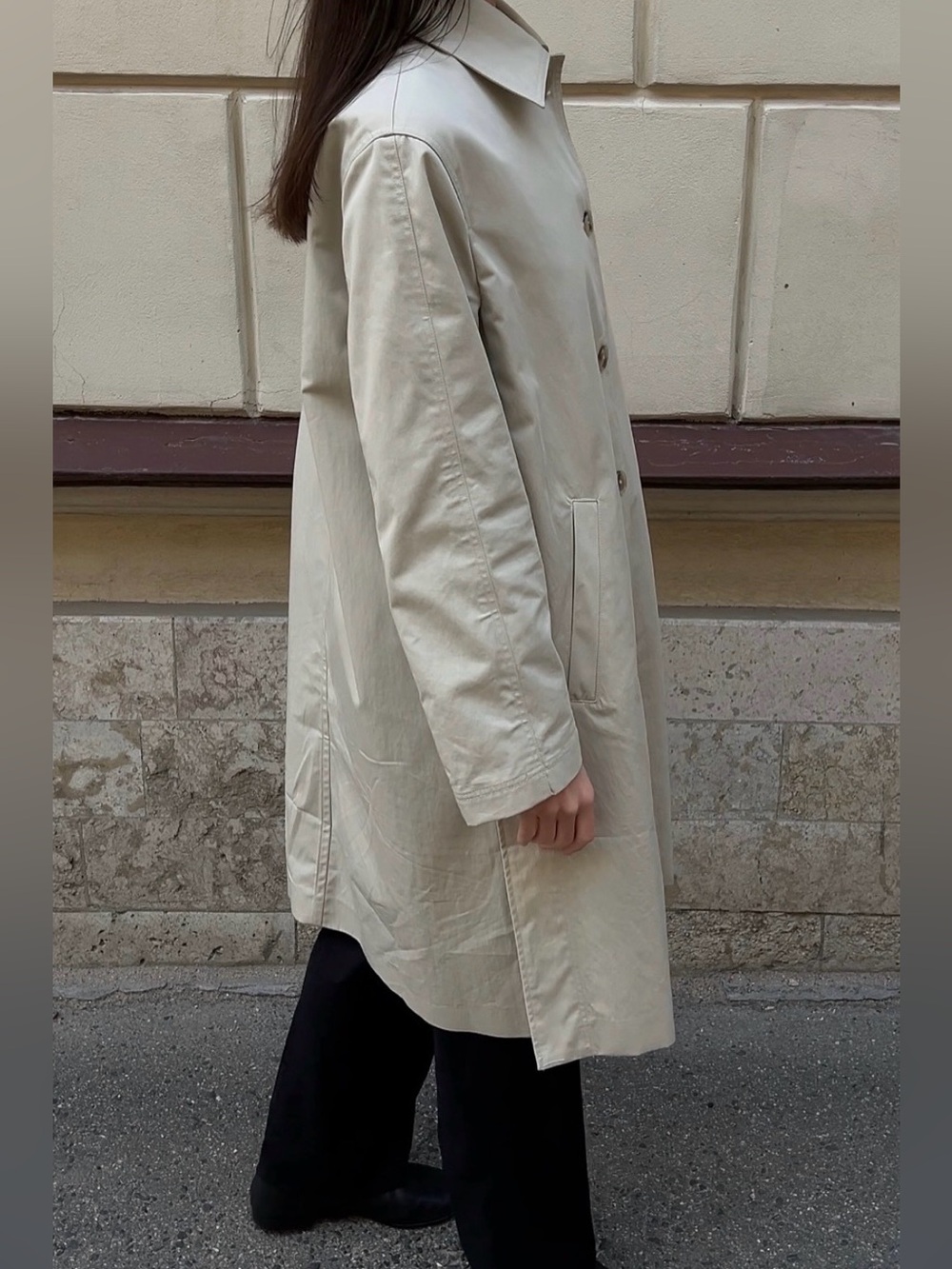 Massimo Dutti Light Beige Single-Breasted Trench Coat - Picture 2 of 8